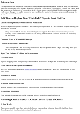 Is It Time to Replace Your Windshield? Signs to Look Out For