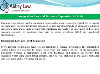 Immigration Law and Business Expansion: A Guide