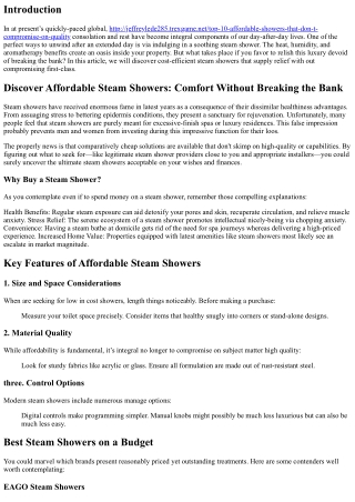 Discover Affordable Steam Showers: Comfort Without Breaking the Bank