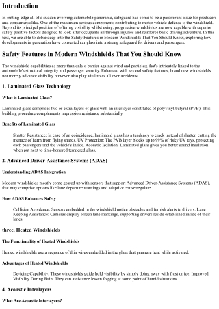 Safety Features in Modern Windshields That You Should Know