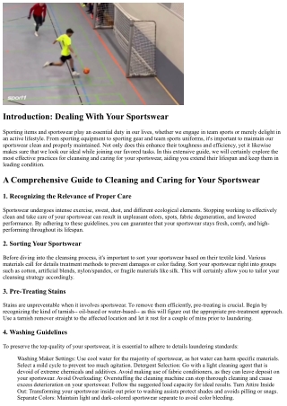 A Comprehensive Overview to Cleansing and Taking Care Of Your Sportswear