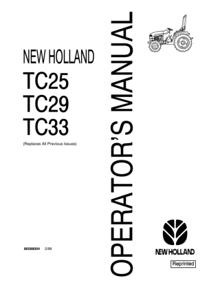 New Holland TC25 TC29 TC33 Tractors Operator’s Manual Instant Download (Publication No.86588004)
