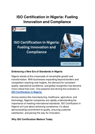 ISO Certification in Nigeria_ Fueling Innovation and Compliance