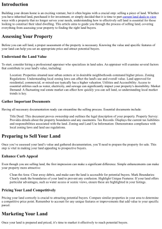 Sell Land to Build Your Dream Home: Where to Start