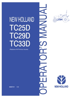 New Holland TC25D TC29D TC33D Tractors Operator’s Manual Instant Download (Publication No.86587311)