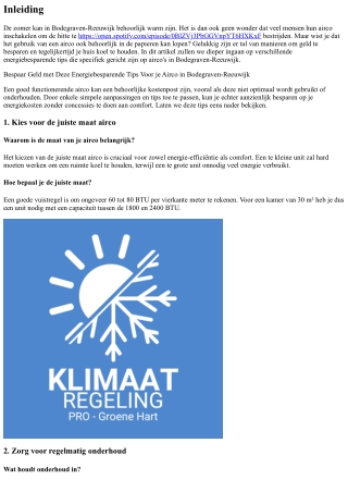 Bespaar Geld met Deze Energiebesparende Tips Voor je Airco in Bodegraven-Reeuwij