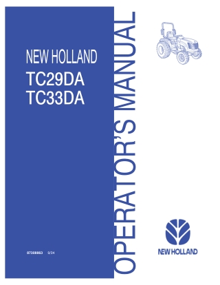 New Holland TC29DA TC33DA Tractors Operator’s Manual Instant Download (Publication No.87308863)