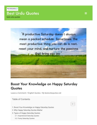 Boost Your Knowledge on Happy Saturday Quotes