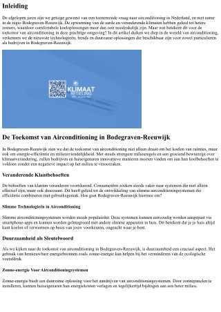 De Toekomst van Airconditioning in Bodegraven-Reeuwijk