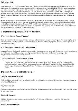 The Best Access Control Systems in Houston, TX: Guarding Your Business with Pro