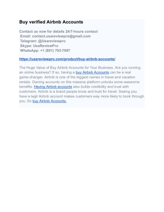 Buy Verified Airbnb Accounts | Ready-to-Use Airbnb Profiles for Renters & Hosts