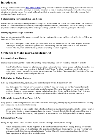How to Make Your Land Stand Out in a Crowded Market