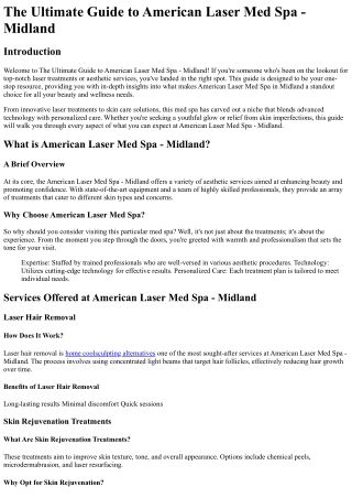 The Ultimate Guide to American Laser Med Spa - Midland