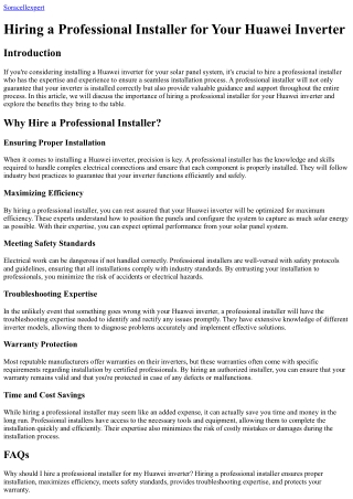 Hiring a Professional Installer for Your Huawei Inverter