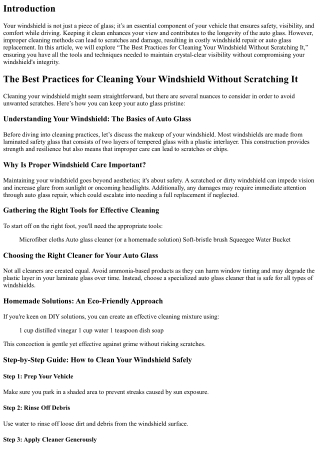 The Best Practices for Cleaning Your Windshield Without Scratching It