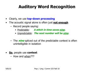 Auditory Word Recognition