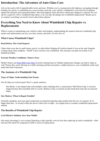 Everything You Need to Know About Windshield Chip Repairs vs. Replacements