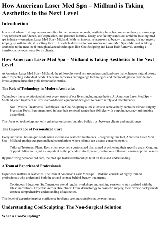 How American Laser Med Spa – Midland is Taking Aesthetics to the Next Level