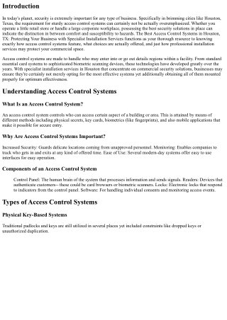 The Most Effective Access Control Systems in Houston, TX: Securing Your Business