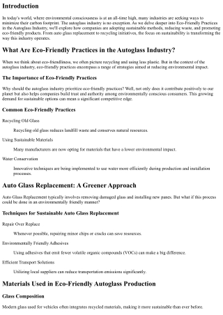 Eco-Friendly Practices in the Autoglass Industry