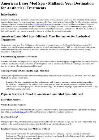 American Laser Med Spa - Midland Your Destination for Aesthetical Treatments