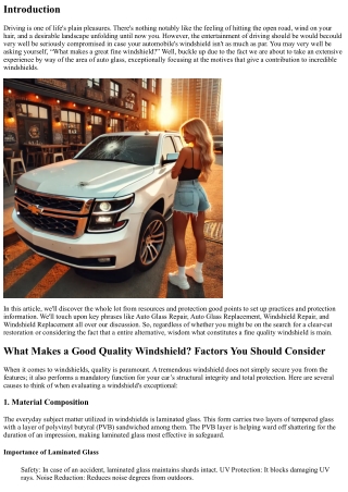 What Makes a Good Quality Windshield? Factors You Should Consider.