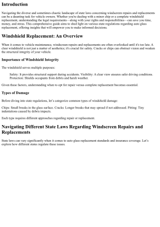 Navigating Different State Laws Regarding Windscreen Repairs and Replacements