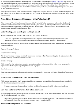Auto Glass Insurance Coverage: What’s Included?