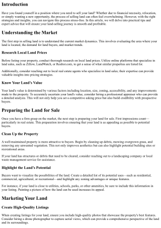 Sell Land Stress-Free with These Expert Tips