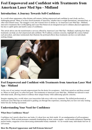 Feel Empowered and Confident with Treatments from American Laser Med Spa - Midla