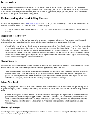 Essential Steps for a Smooth Land Selling Process