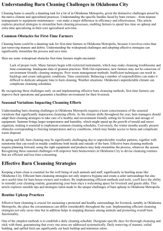 How To Avoid Wasting Time With Barn Cleansing Methods In Oklahoma Metropolis, Ok
