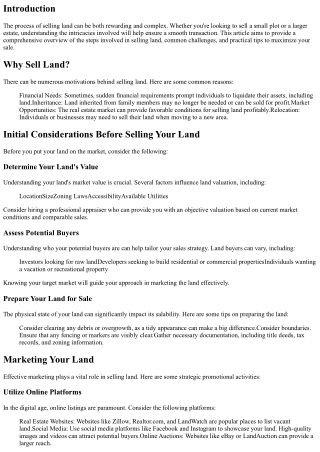 Understanding the Process of Selling Land