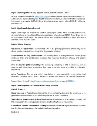Peptic Ulcer Drugs Market