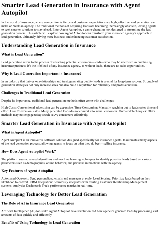 Smarter Lead Generation in Insurance with Agent Autopilot