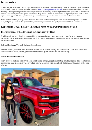 Exploring Local Flavor Through Free Food Festivals and Events!
