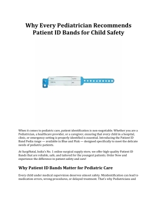 Why Every Pediatrician Recommends Patient ID Bands for Child Safety