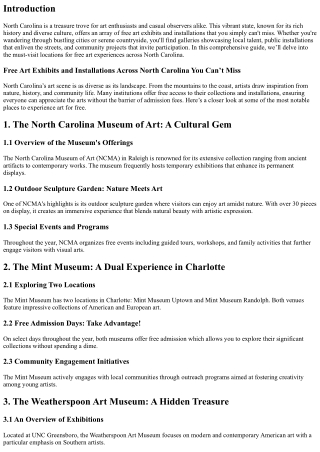 Free Art Exhibits and Installations Across North Carolina You Can’t Miss
