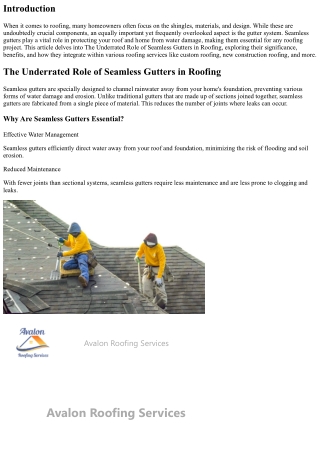 The Underrated Role of Seamless Gutters in Roofing