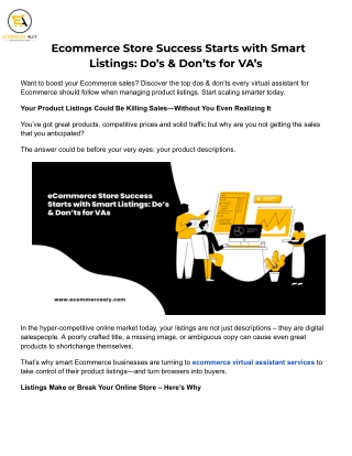 Ecommerce Store Success Starts with Smart Listings_ Do’s & Don’ts for VA’s