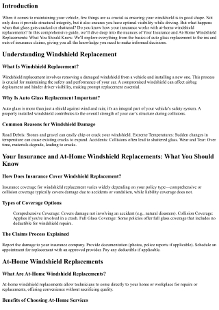 Your Insurance and At-Home Windshield Replacements: What You Should Know