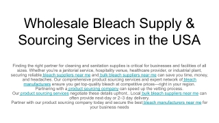 Wholesale Bleach Supply & Sourcing Services in the USA