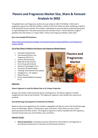 Flavors and Fragrances Market Share Insights and Industry Trends 2032