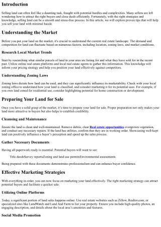 Sell Land Stress-Free with These Proven Tips