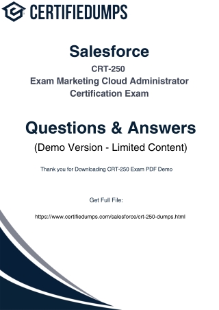 Salesforce CRT-250 Marketing Cloud Administrator Exam Dumps – 2025 Updated Pract