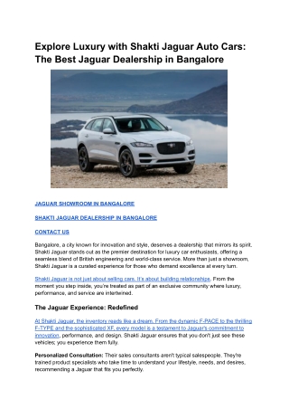 Explore Luxury with Shakti Jaguar Auto Cars_ The Best Jaguar Dealership in Bangalore