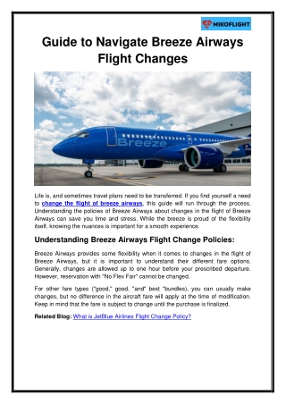 Guide to Navigate Breeze Airways Flight Changes