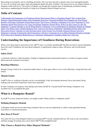 How to Keep Your Property Clean During Renovations with a Dumpster from Javis