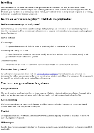 Koelen en verwarmen tegelijk? Ontdek de mogelijkheden!