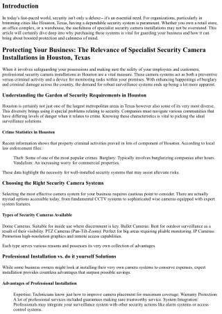 Shielding Your Business: The Value of Expert Security Camera Installations in Ho